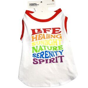Sonoma Dog Medium White With Red Trim Spiritual Pride Tank For Pets